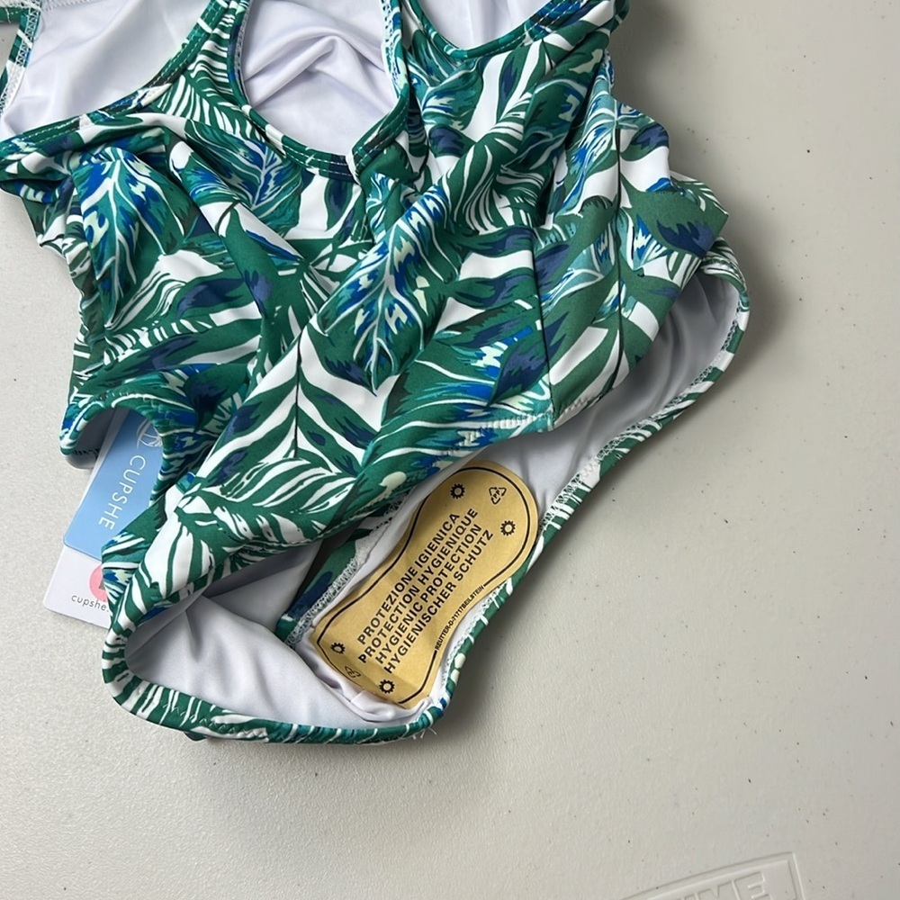 Cupshe Green and Blue Cut out palm print swim suit NWT - Picture 10 of 12